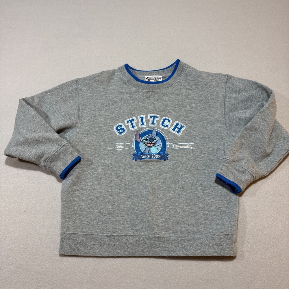 Disney World Park Stitch Patch & Embroidered Sweatshirt Gray Sz M Kids‎